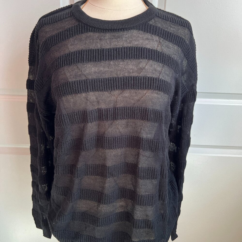 NWT Black Hot Topic sheer long sleeve shirt, Small but baggy